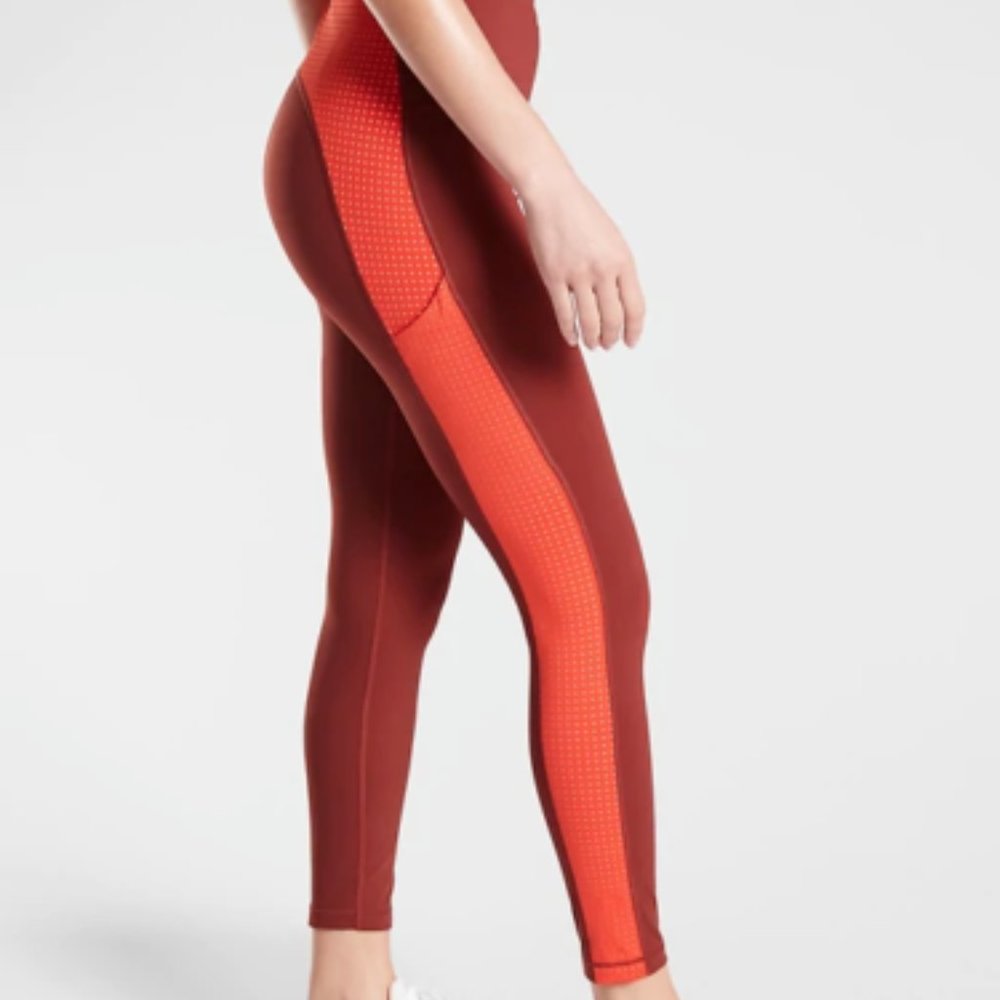 NWOT Athleta Red Ultimate Laser Cut 7/8  Leggings